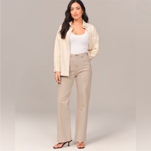 Abercrombie & Fitch Women's Tan Curve Love 90’s Relaxed High Rise